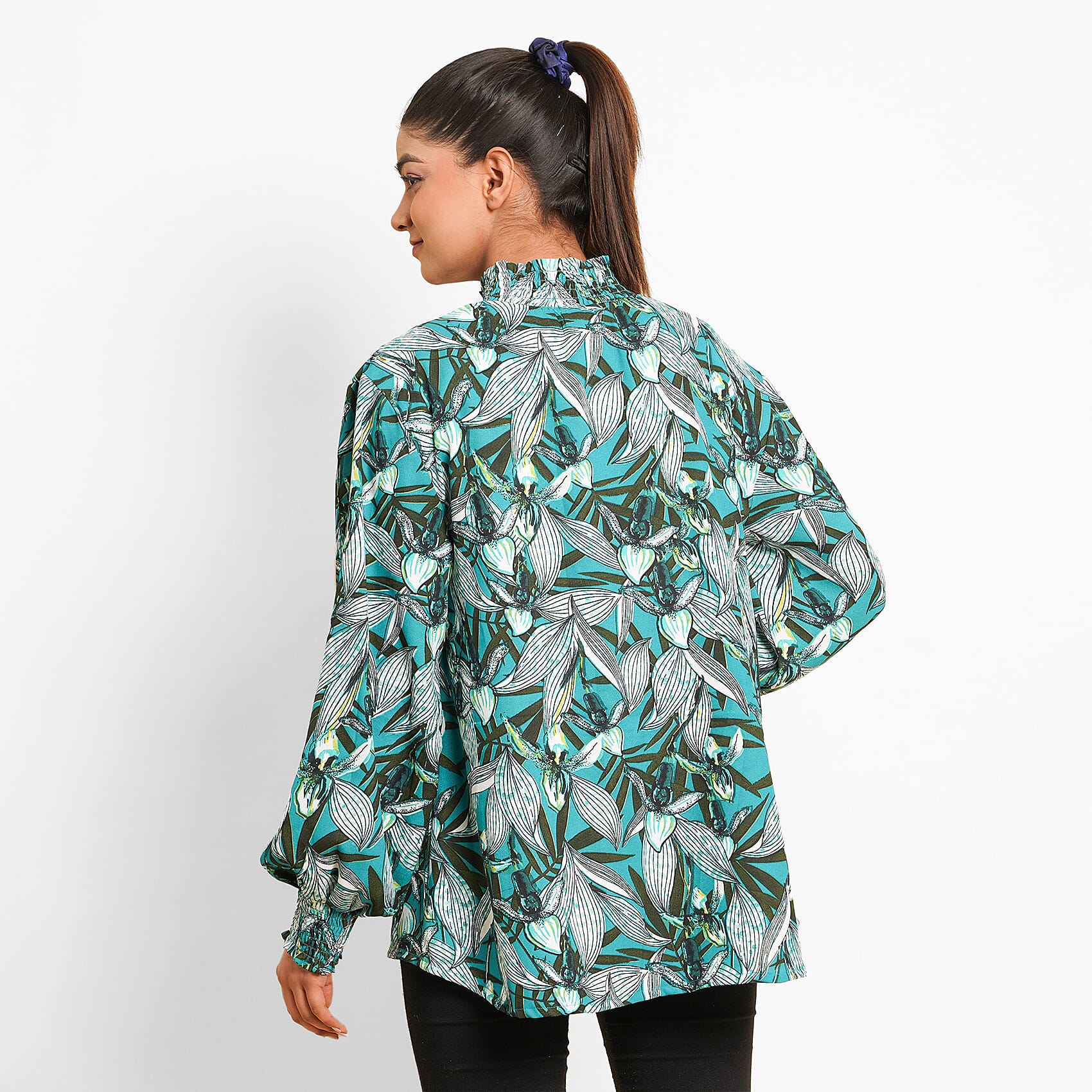 TAMSY Floral Pattern Top (Size 12) - Green