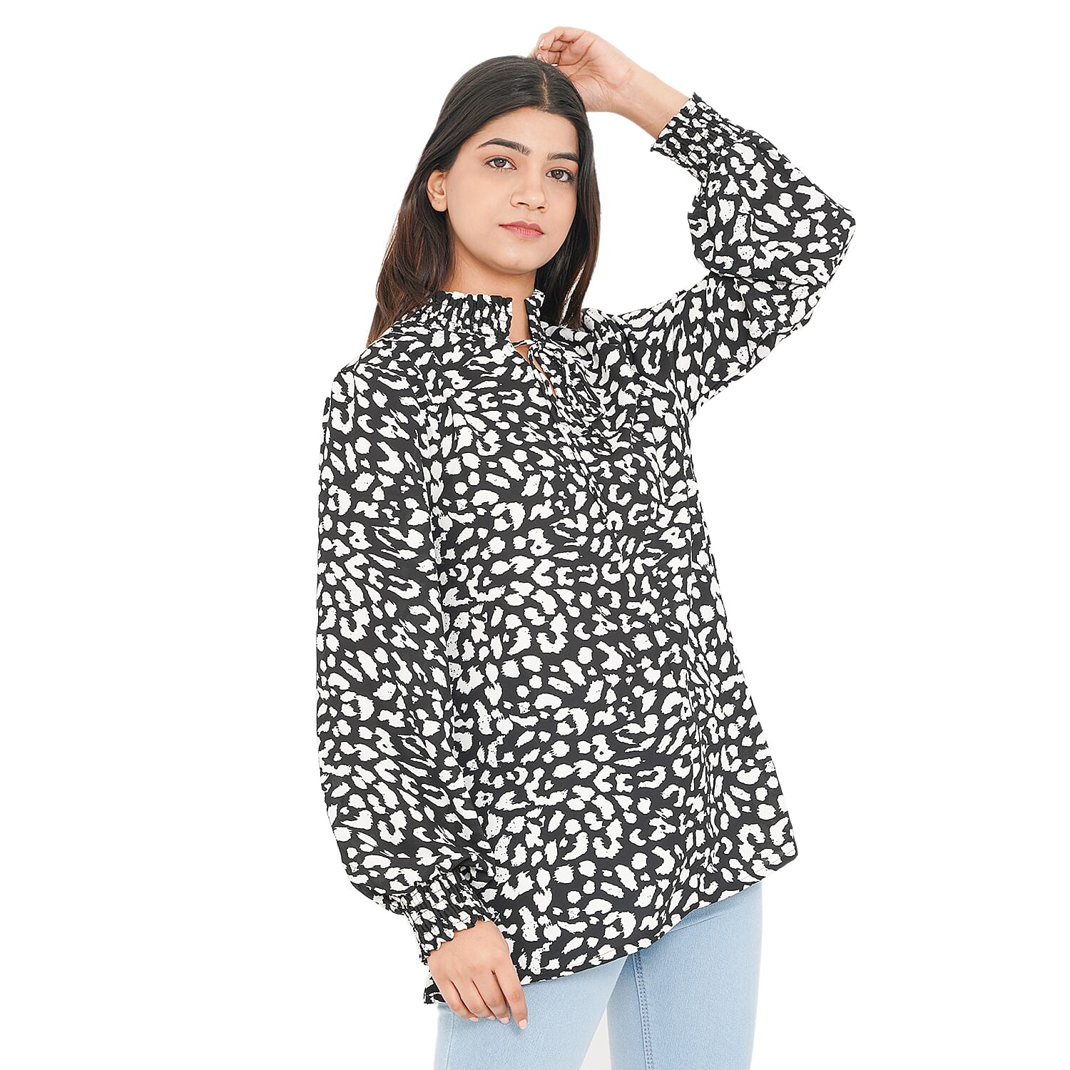 TAMSY Leopard Pattern Top (Size-10) - Black