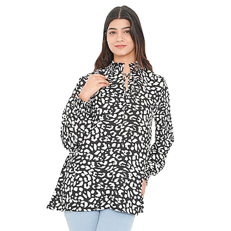 TAMSY Leopard Pattern Top (Size 22) - Black