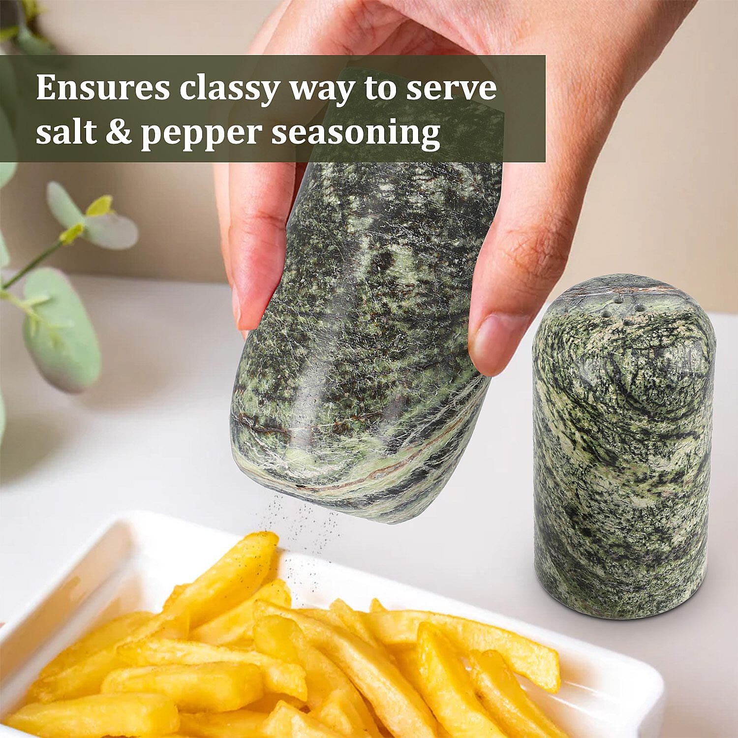 Luxury Edition Handmade Set of 2 Irish Connemara Marble Salt and Pepper Shakers