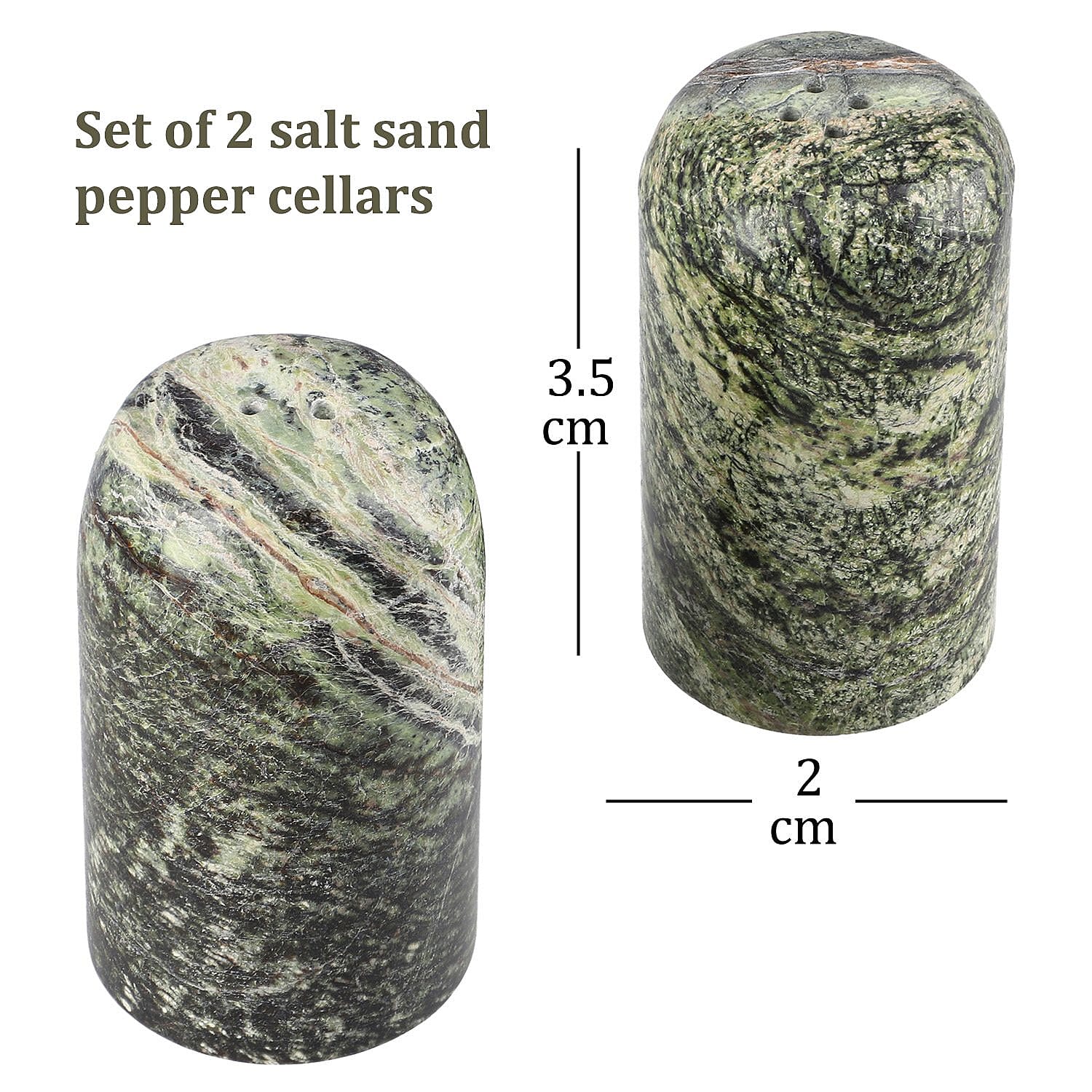 Luxury Edition Handmade Set of 2 Irish Connemara Marble Salt and Pepper Shakers