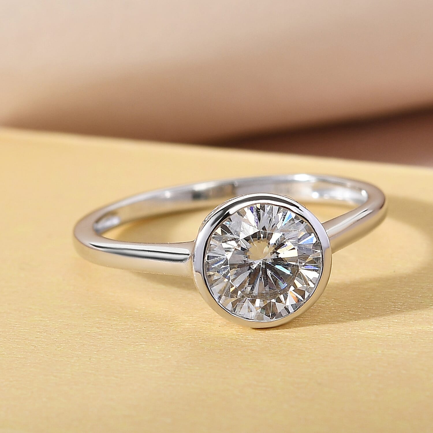 9K White Gold Moissanite Solitaire Ring 1.18 Ct.