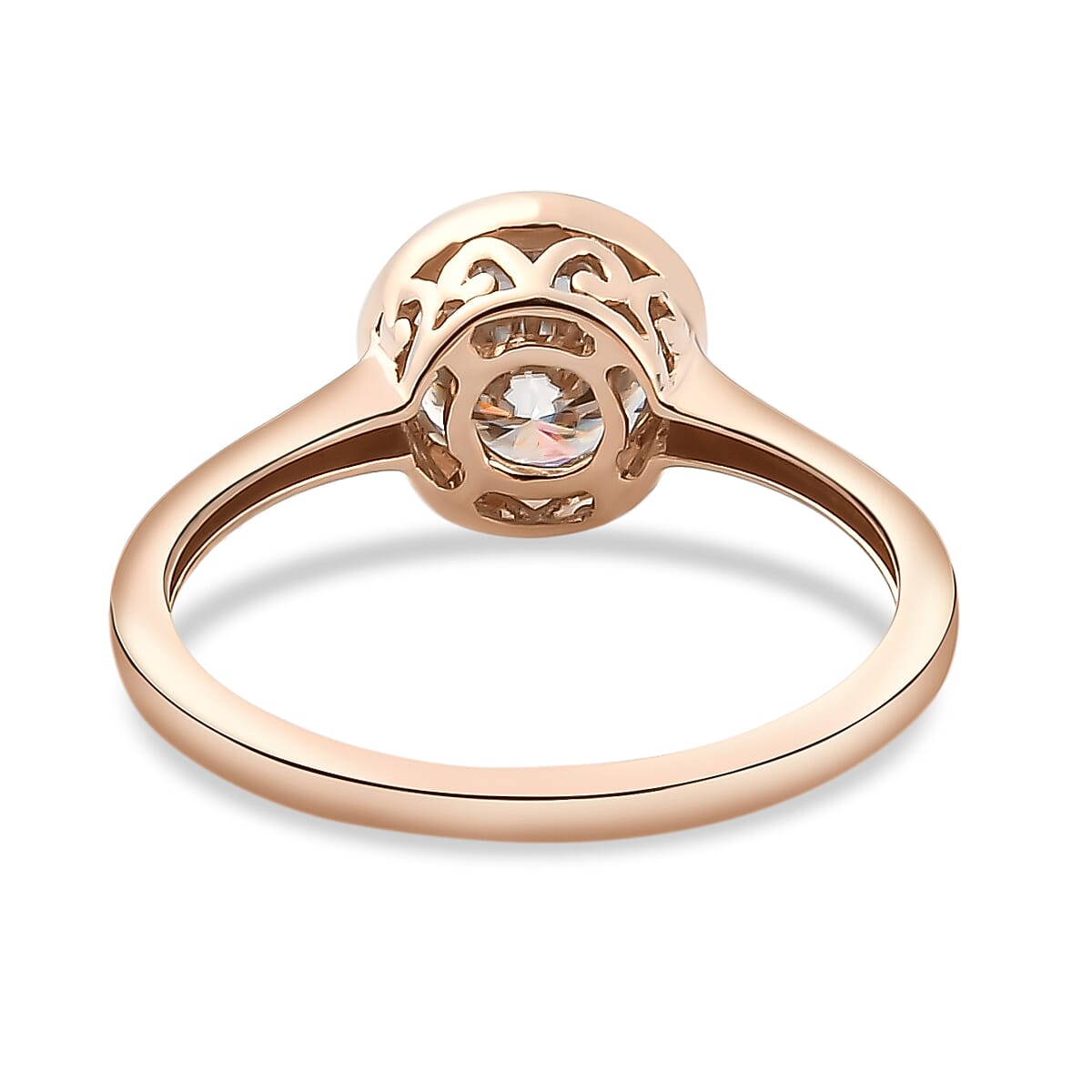 9K Rose Gold Moissanite Solitaire Ring 1.18 Ct.