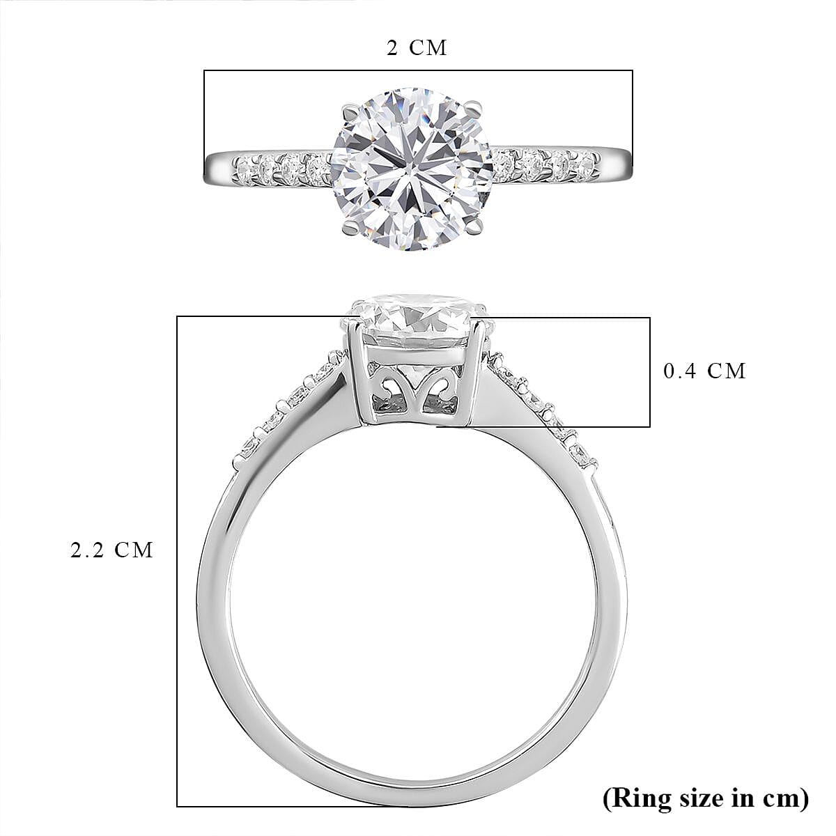 Moissanite Ring in Sterling Silver