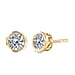 Moissanite Solitaire Stud Earrings in Yellow Gold Plated Sterling Silver
