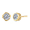 Moissanite Solitaire Stud Earrings in Yellow Gold Plated Sterling Silver