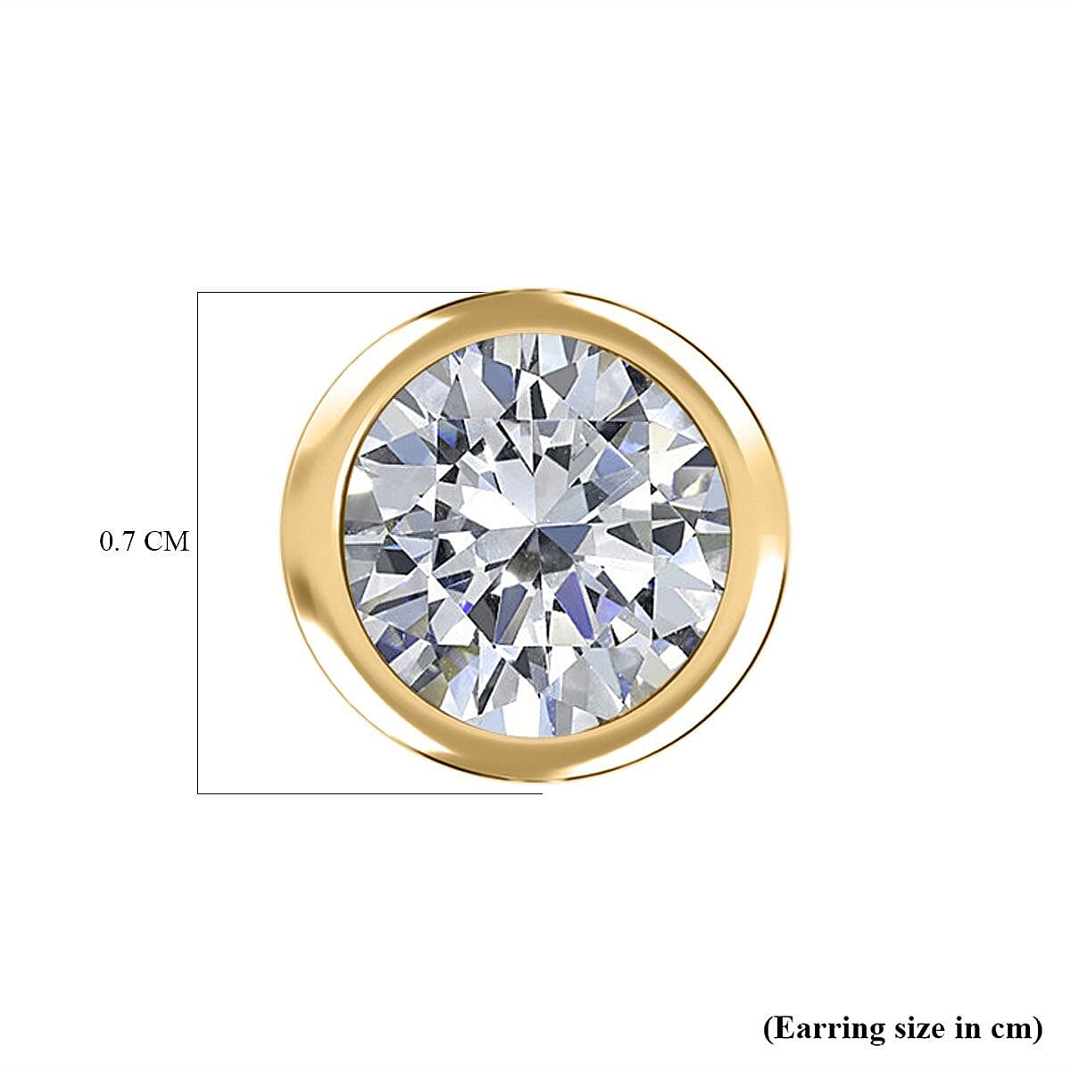 Moissanite Solitaire Stud Push Back Earrings in 18K Vermeil Yellow Gold Plated Sterling Silver 1.15 Ct. Moissanite Solitaire Stud Push Back Earrings in 18K Vermeil Yellow Gold Plated Sterling Silver 1.15 Ct.