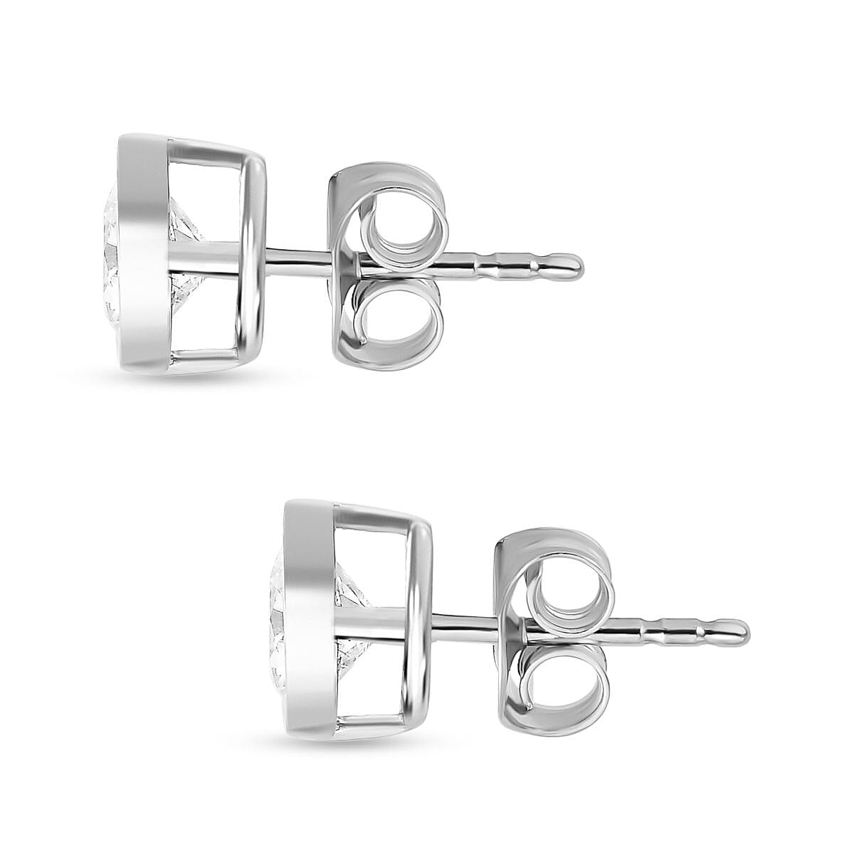 Moissanite Solitaire Stud Earrings With Push Back in Platinum Overlay Sterling Silver 1.12 Ct.