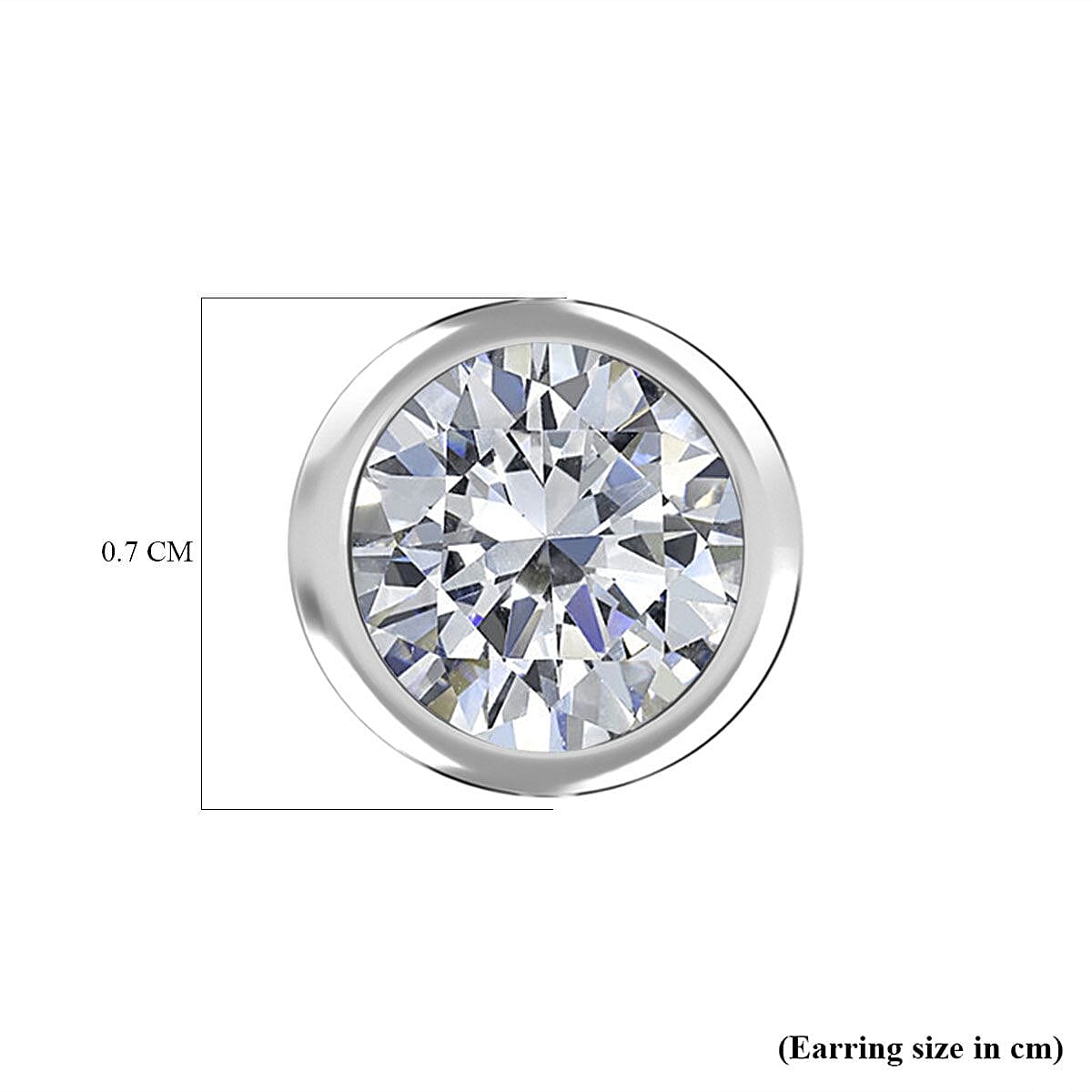 Moissanite Solitaire Stud Earrings With Push Back in Platinum Overlay Sterling Silver 1.12 Ct.