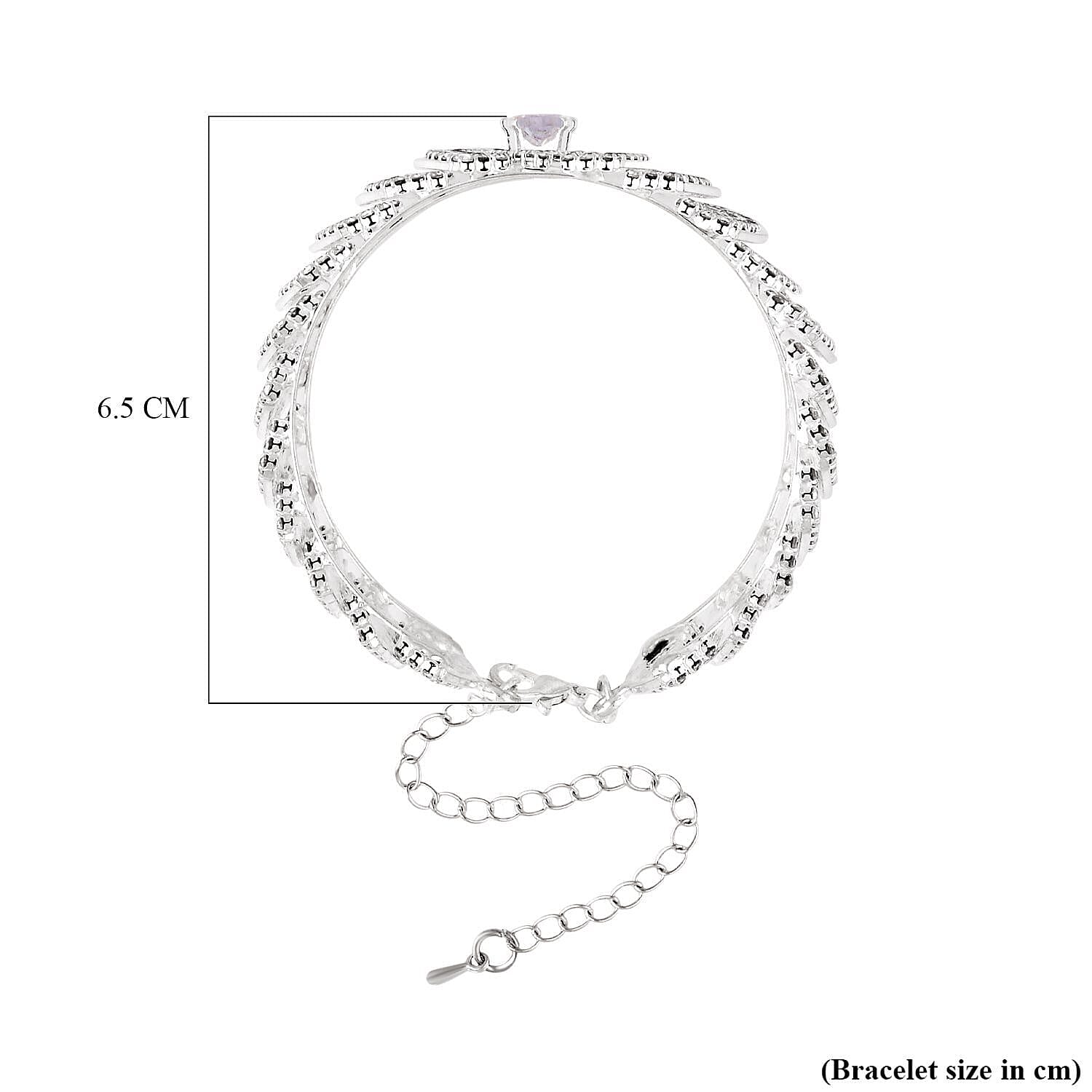 White Austrian Crystal Bangle in Silver Tone