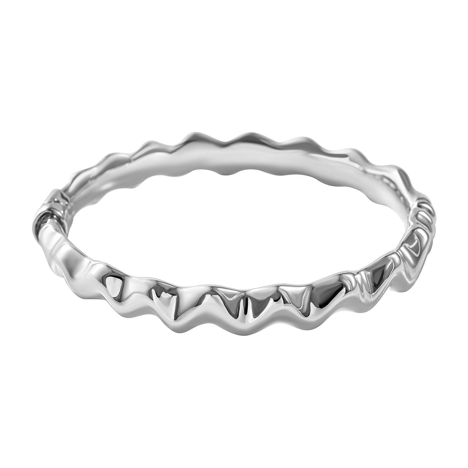 Sterling Silver Sea Wave Bangle (Flexible, Size 7.5), Silver Wt. 14 Gms
