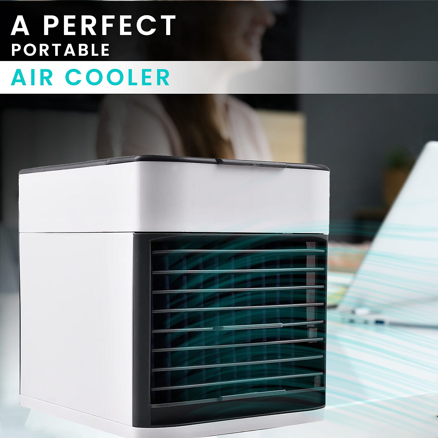 BESTSELLER- Mini Portable Air Cooler- Fan- Humidifier with 3 Speed Settings - White & Black