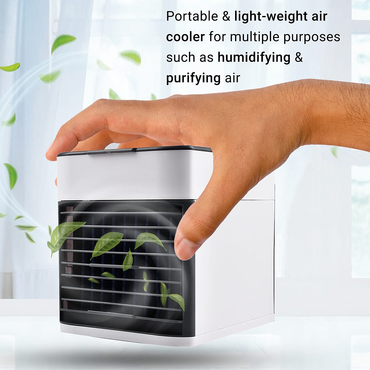 BESTSELLER- Mini Portable Air Cooler- Fan- Humidifier with 3 Speed Settings - White & Black