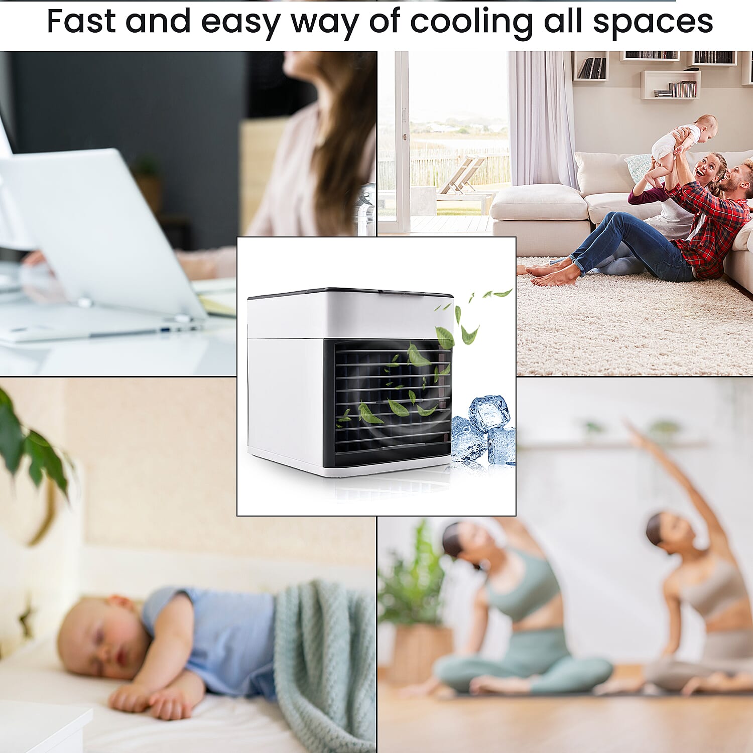 BESTSELLER- Mini Portable Air Cooler- Fan- Humidifier with 3 Speed Settings - White & Black