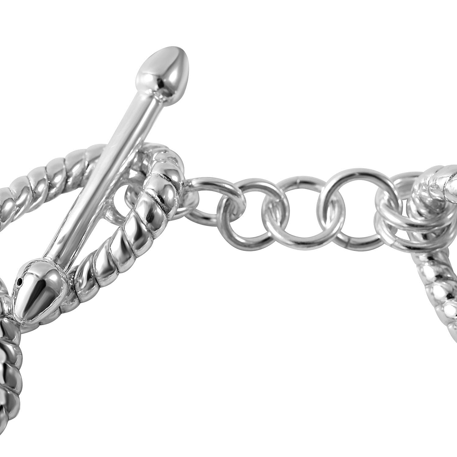 Sterling Silver Pave Bracelet with T-Bar Clasp (Size - 7.5), Silver Wt. 18.50 Gms