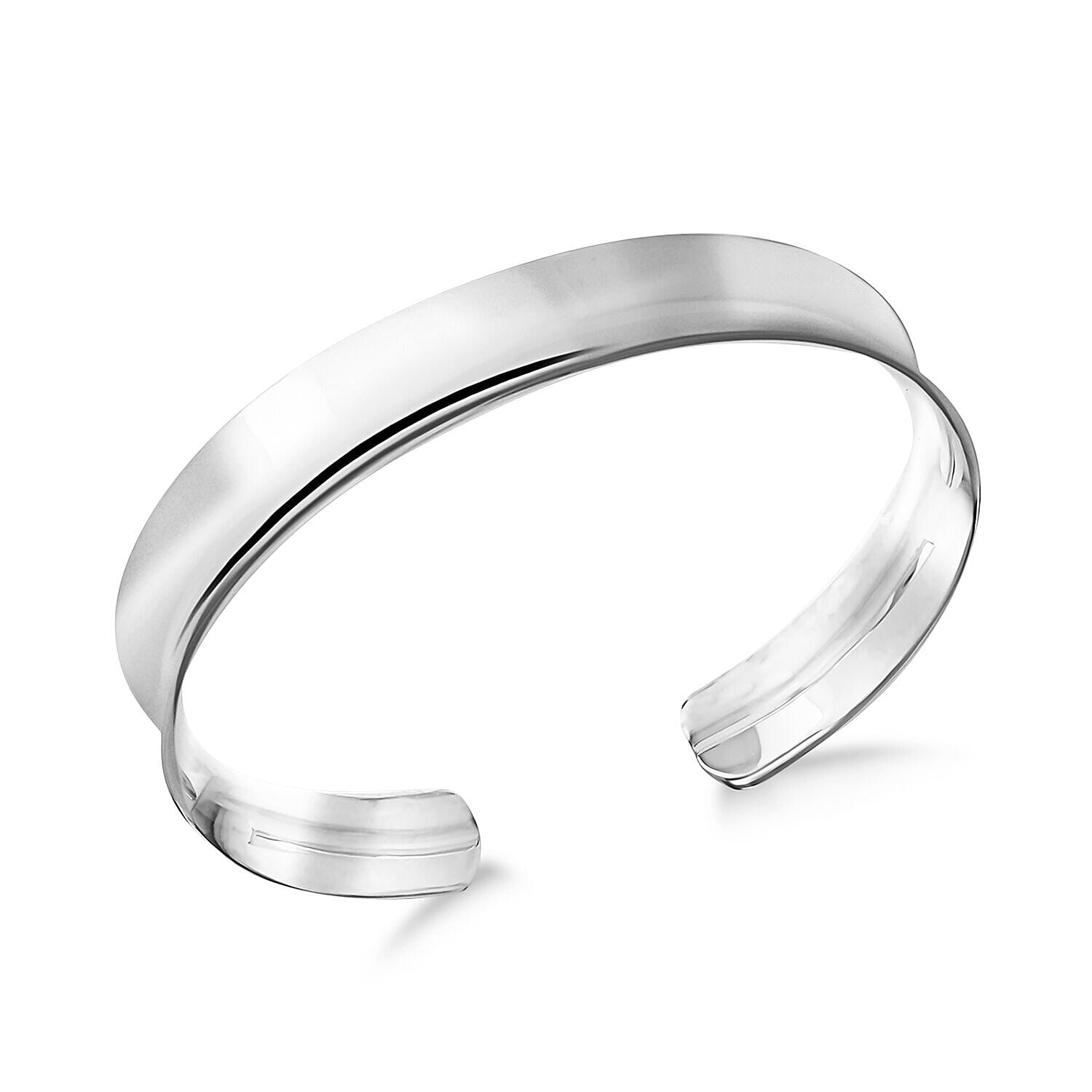 Rhodium Overlay Sterling Silver Bangle,  Silver Wt. 17.6 Gms