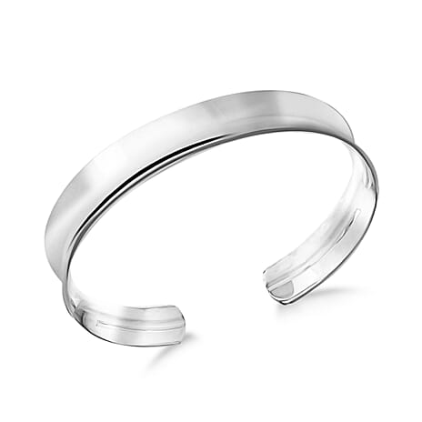 Rhodium Overlay Sterling Silver Bangle,  Silver Wt. 17.6 Gms