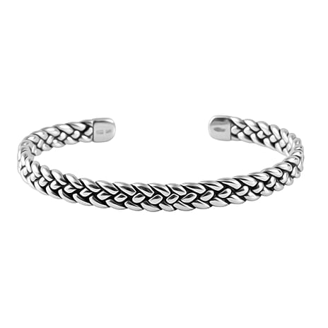 Rhodium Overlay Sterling Silver Bangle,  Silver Wt. 23.3 Gms