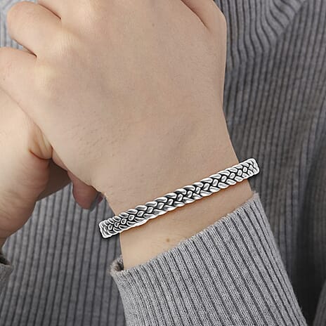 Rhodium Overlay Sterling Silver Bangle,  Silver Wt. 23.3 Gms
