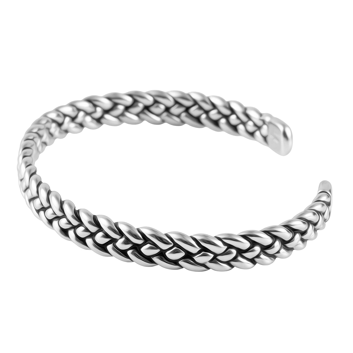 Rhodium Overlay Sterling Silver Bangle,  Silver Wt. 23.3 Gms
