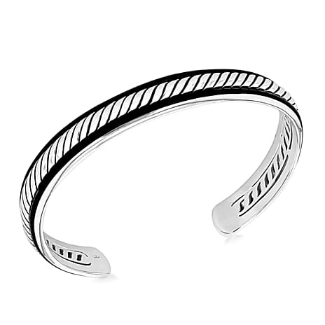 Rhodium Overlay Sterling Silver Bangle,  Silver Wt. 25.1 Gms