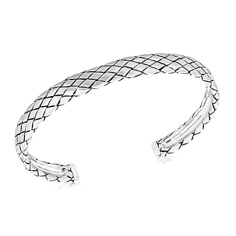 Rhodium Overlay Sterling Silver Bangle,  Silver Wt. 29.5 Gms