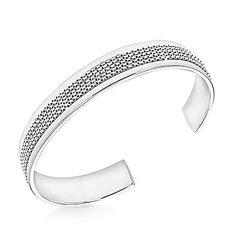 Rhodium Overlay Sterling Silver Bangle,  Silver Wt. 32.1 Gms