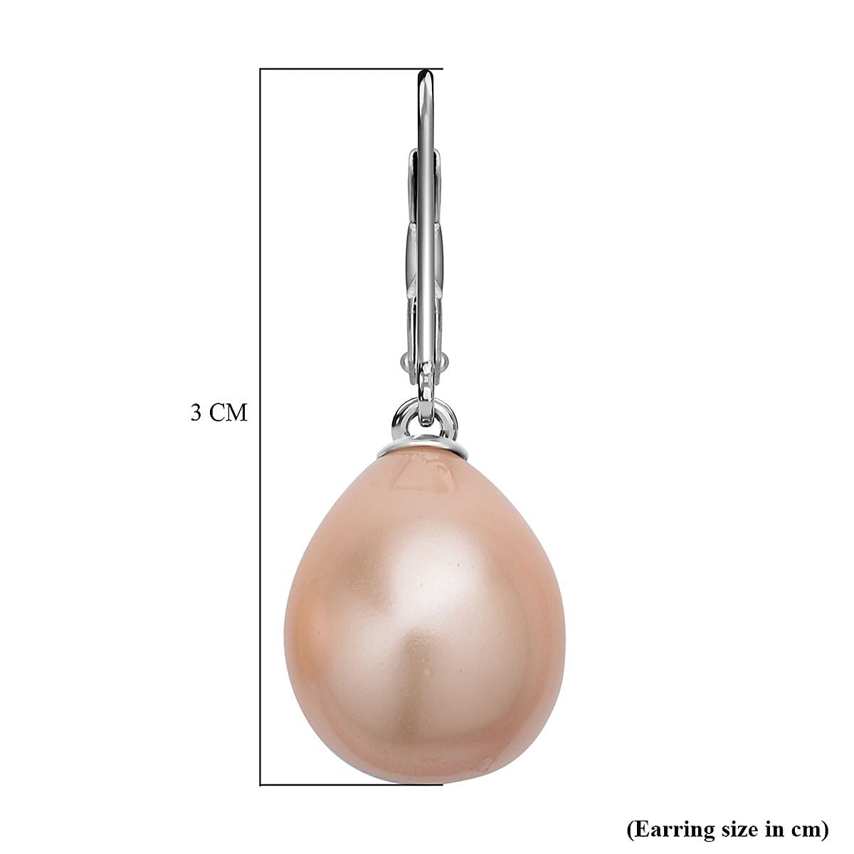 Golden Shell Pearl Drop Lever Back Earrings in Rhodium Overlay Sterling Silver