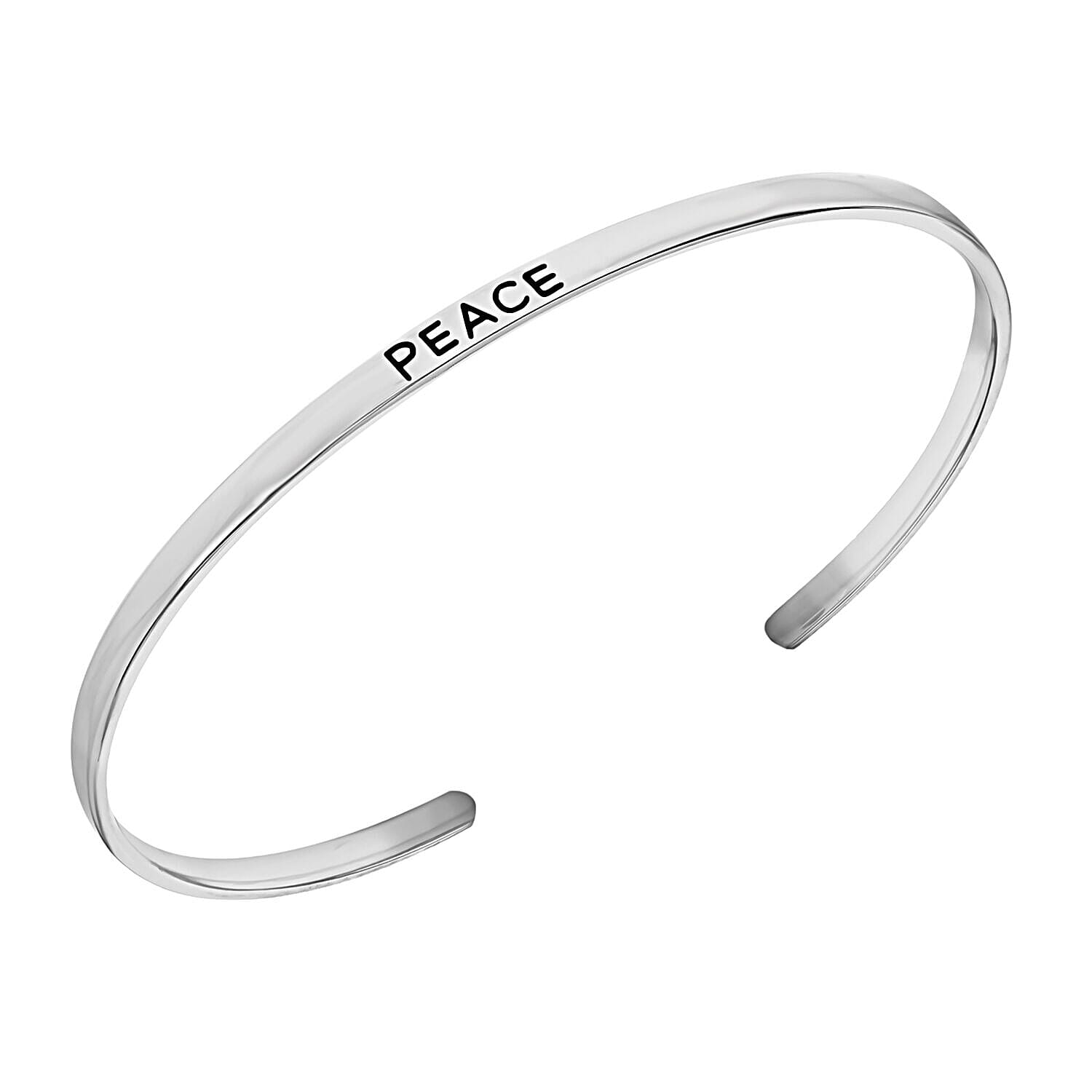 Rhodium Overlay Sterling Silver Bangle,  Silver Wt. 7.2 Gms