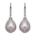 White Shell Pearl Solitaire Drop Earrings in Platinum Plated Sterling Silver