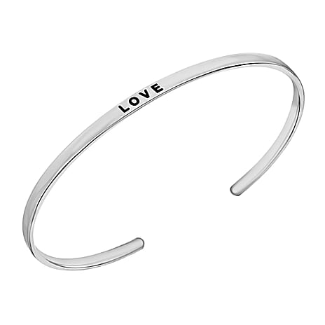 Rhodium Overlay Sterling Silver Bangle,  Silver Wt. 7.2 Gms