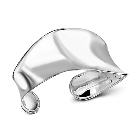 Rhodium Overlay Sterling Silver Bangle,  Silver Wt. 17.5 Gms