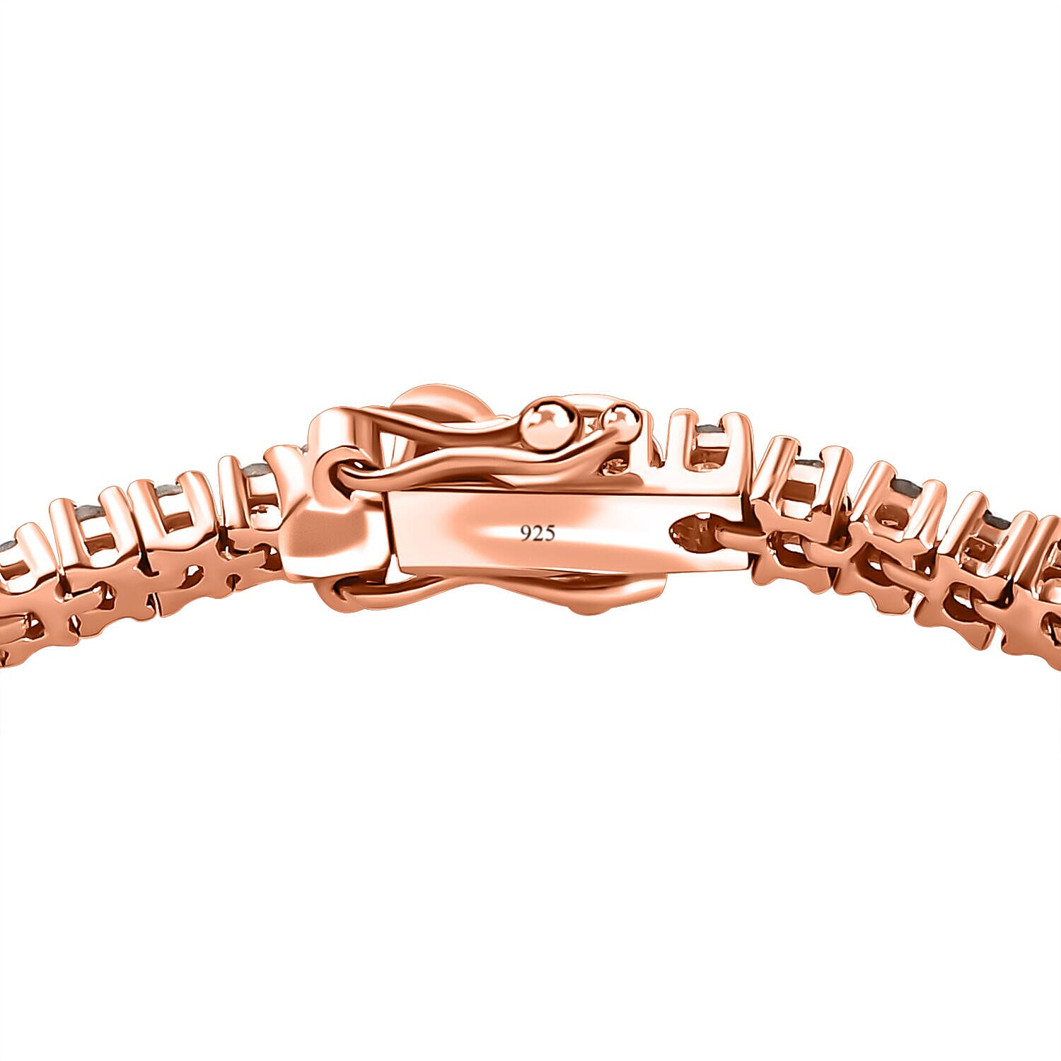 Natural Champagne Diamond Bracelet (Size - 7.5) in 18K Vermeil Rose Gold Plated Sterling Silver 4.00 Ct, Silver Wt 8.50 Gms