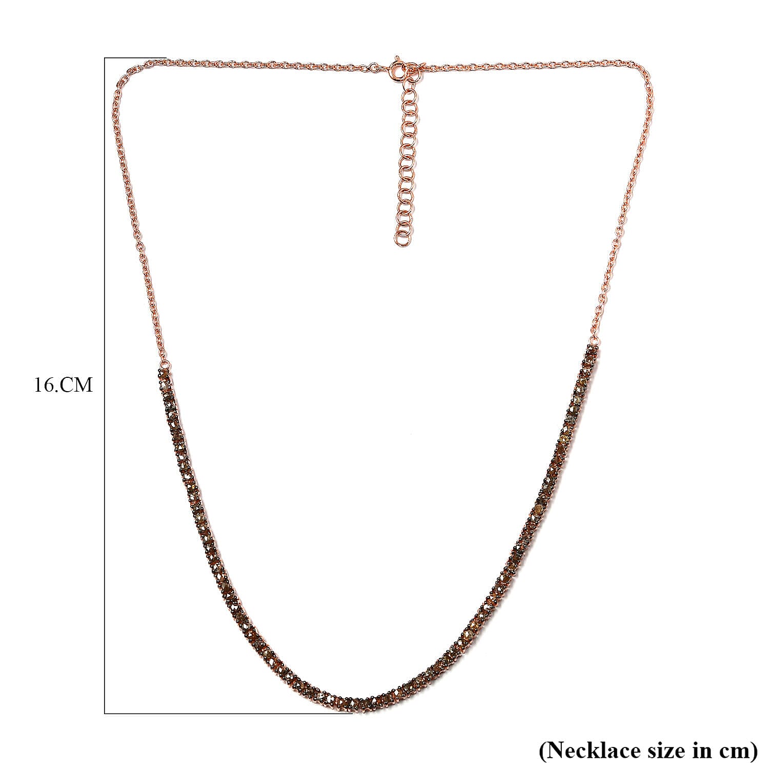 Natural Champagne Diamond Necklace (Size - 20 with Extender) in 18K Vermeil Rose Gold Plated Sterling Silver 4.00 Ct, Silver Wt 10.60 Gms