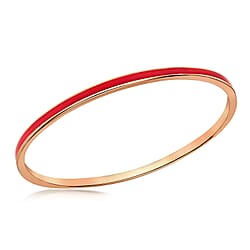Sterling Silver Rose Gold Plated 3mm Pink Stacking Bangle (Size - 8-9)