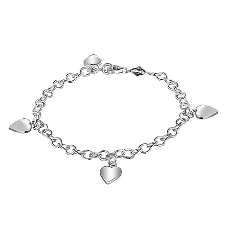 Rhodium Overlay Sterling Silver Bracelet (Size - 7.5),  Silver Wt. 7 Gms