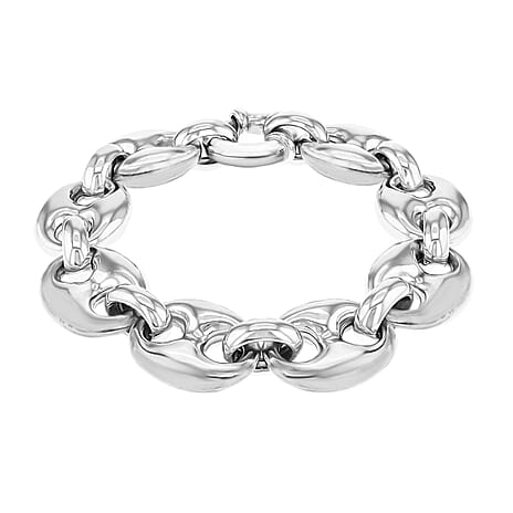 Rhodium Overlay Sterling Silver Bracelet (Size - 8),  Silver Wt. 38.5 Gms
