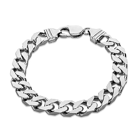 Rhodium Overlay Sterling Silver Bracelet (Size - 8),  Silver Wt. 33 Gms