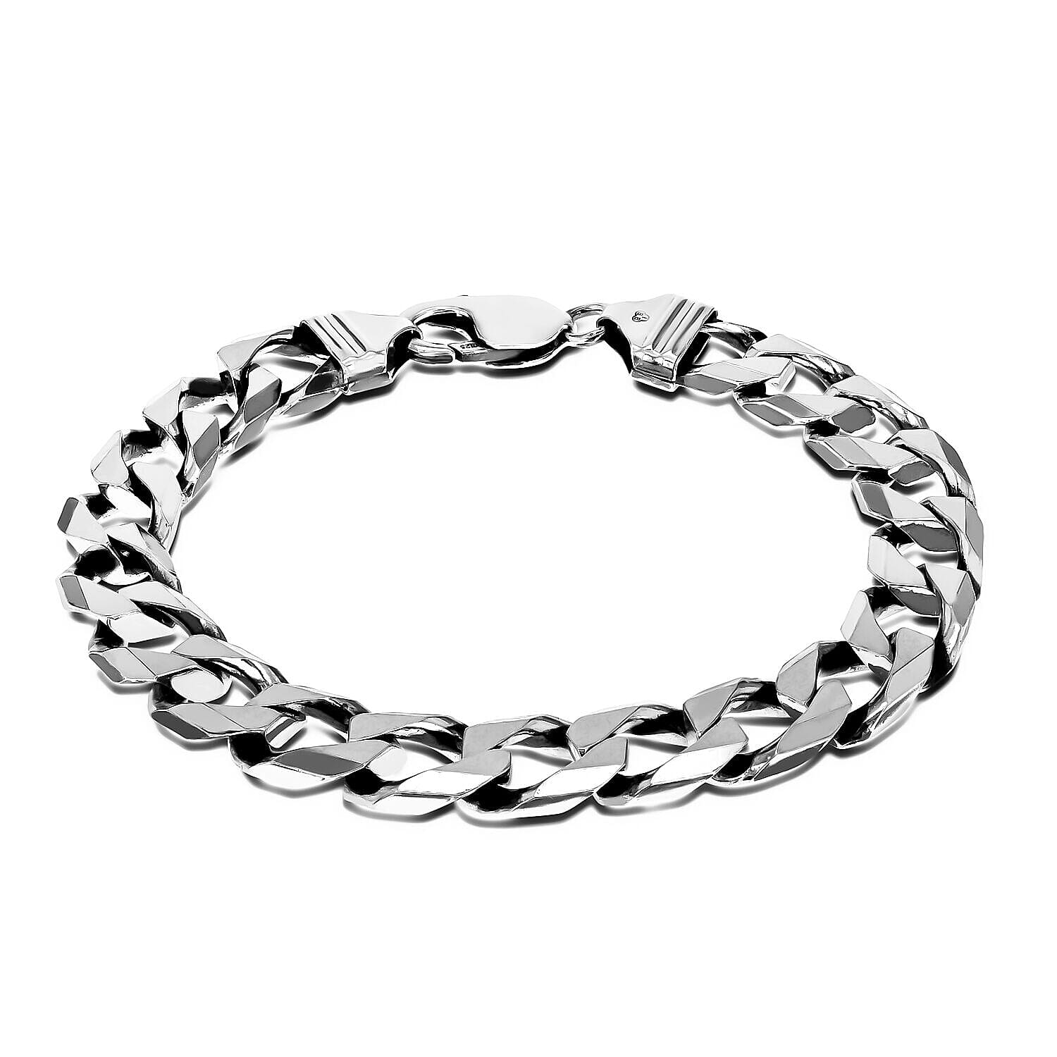 Rhodium Overlay Sterling Silver Bracelet (Size - 8.5),  Silver Wt. 35 Gms