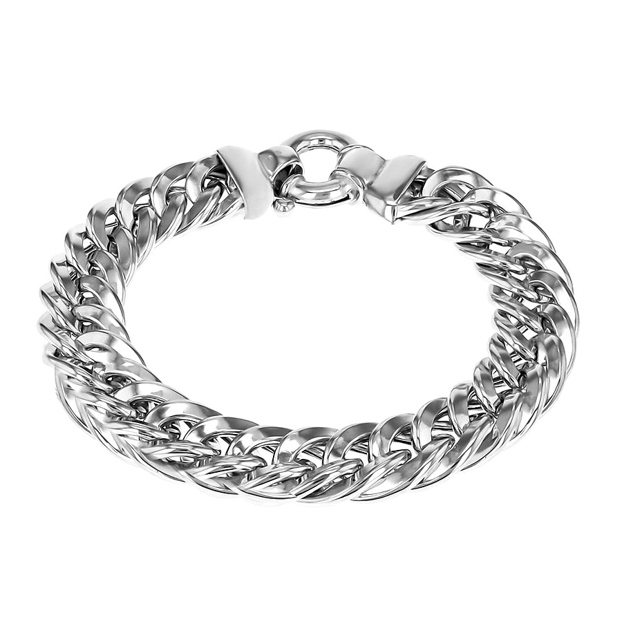 Rhodium Overlay Sterling Silver Bracelet (Size - 8),  Silver Wt. 27.8 Gms