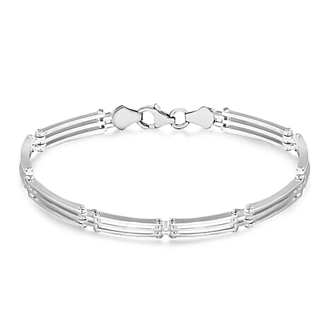 Rhodium Overlay Sterling Silver Bracelet (Size - 7),  Silver Wt. 9.6 Gms