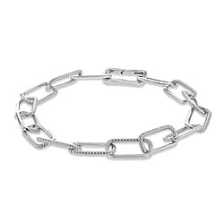 Sterling Silver Yellow Gold Plated 7.4mm Half Twisted Link Paper Chain Bracelet 7.5 Inch