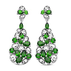 Natural Chrome Diopside Earring in 18K Vermeil Yellow Gold Sterling Silver 9.94 ct, Silver Wt. 9.18 Gms 9.940 Ct.