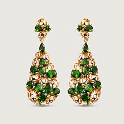 Natural Chrome Diopside Earring in 18K Vermeil Yellow Gold Sterling Silver 9.94 ct, Silver Wt. 9.18 Gms 9.940 Ct.