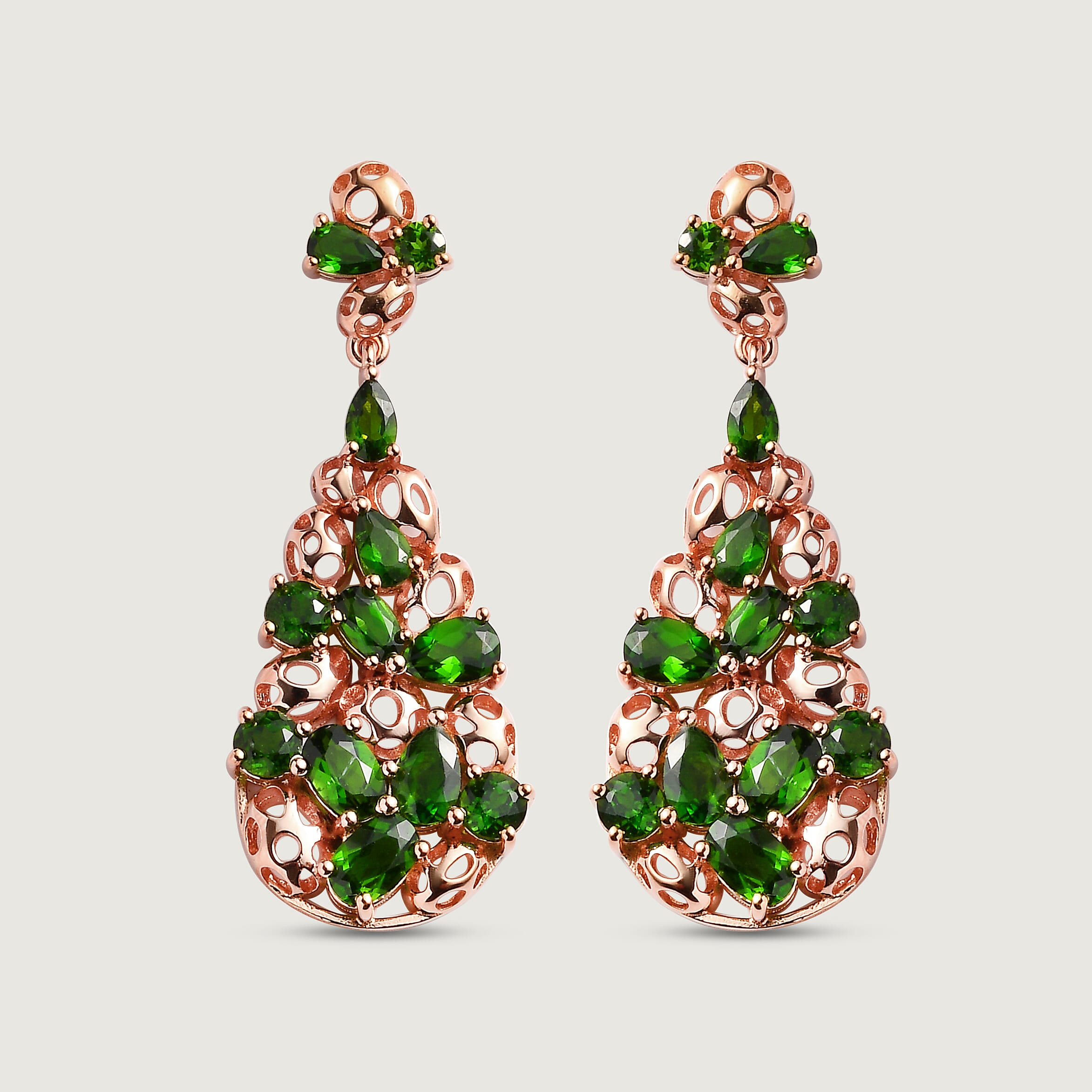 RACHEL GALLEY Natural Chrome Diopside Earrings in Vermeil RG Plated Sterling Silver 9.95 Ct, Silver Wt 9.20 GM