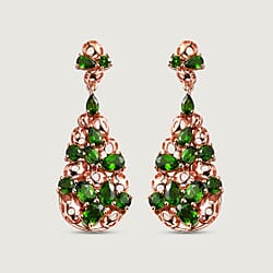 Natural Chrome Diopside Earring in 18K Vermeil Yellow Gold Sterling Silver 9.94 ct, Silver Wt. 9.18 Gms 9.940 Ct.