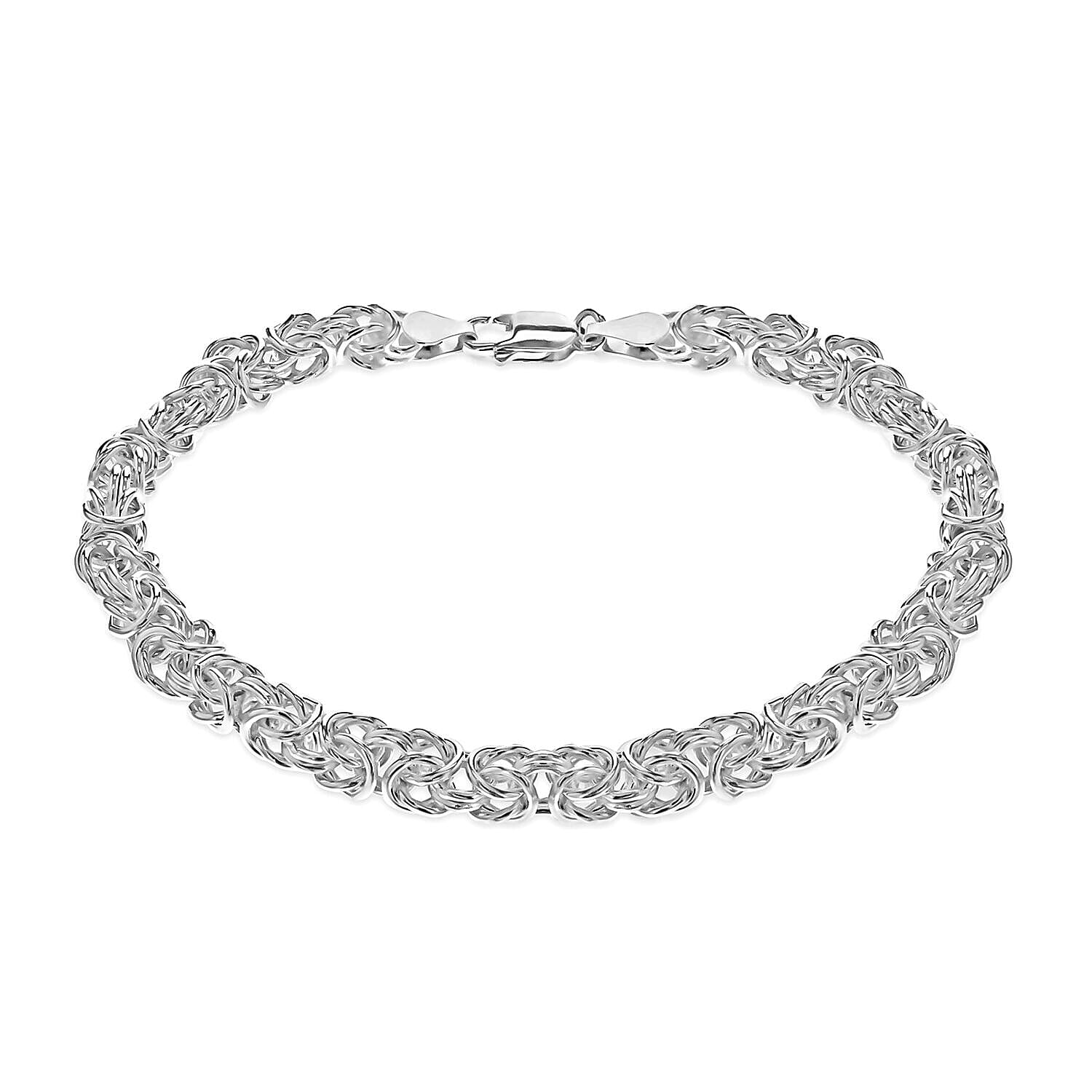 Rhodium Overlay Sterling Silver Bracelet (Size - 7.5),  Silver Wt. 15.8 Gms