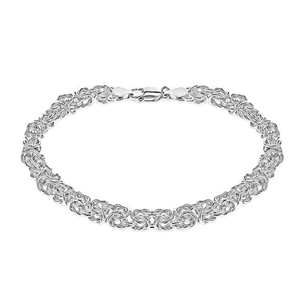 Sterling Silver Rhodium Plated 5.5mm Byzantine Chain Bracelet 7.5 Inch