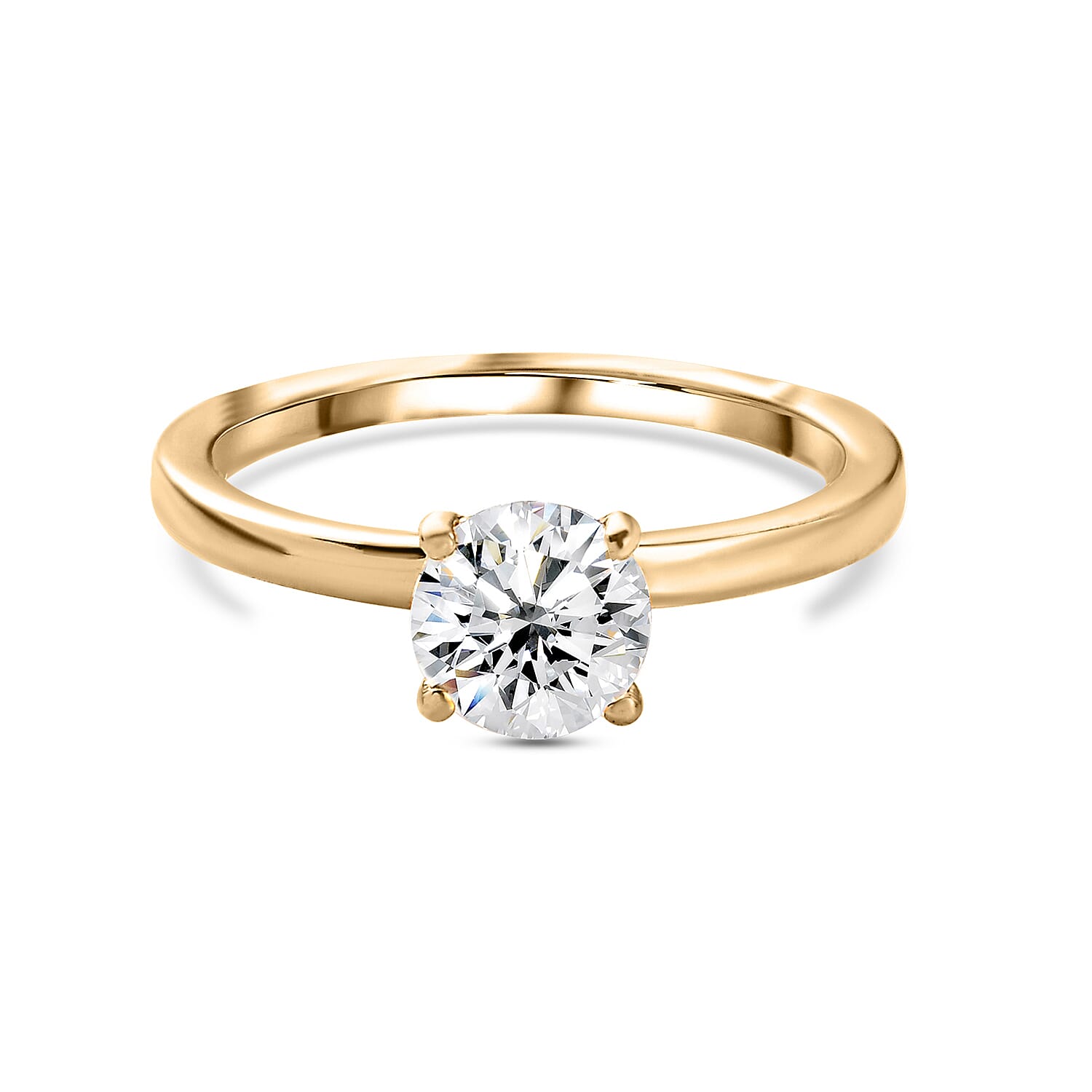 Moissanite Solitaire Ring in 14K Gold Overlay Sterling Silver
