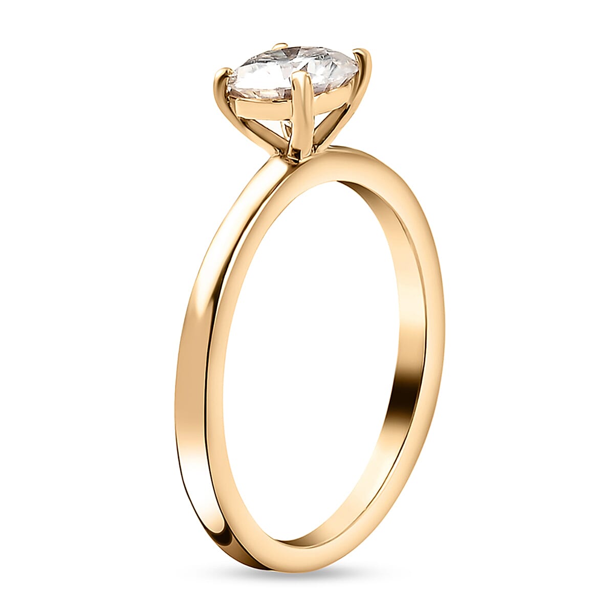 Moissanite Solitaire Ring in 14K Gold Overlay Sterling Silver